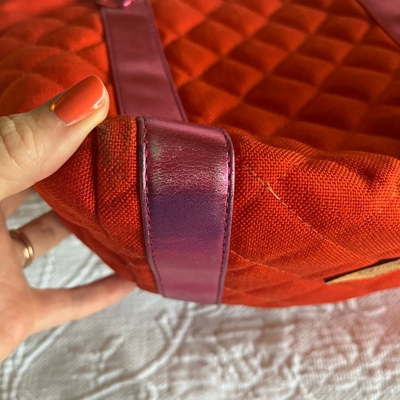 MZ Wallace 💕 vintage 💕 Bright Orange with Metallic pink handles / Made in USA - Picture 5 of 14